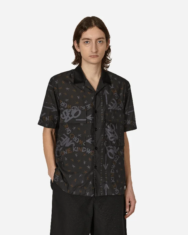 Men's short-sleeve rave neon shirt-Eric Haze Bandana Print Shirt Black