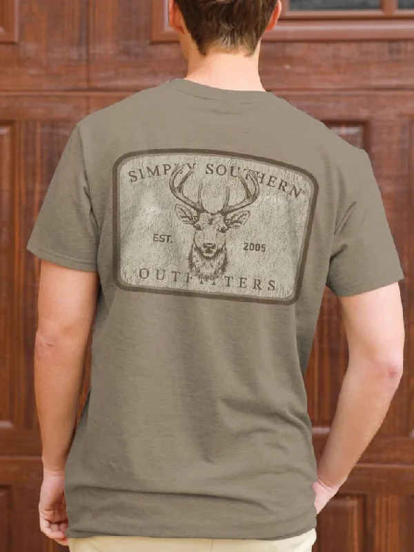 Men's short-sleeve sleek black tee-Simply Southern Distressed Buck Deer Unisex T-Shirt