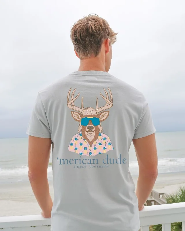 Men's short-sleeve pastel blue shirt-Simply Southern Merican Dude Buck Unisex T-Shirt