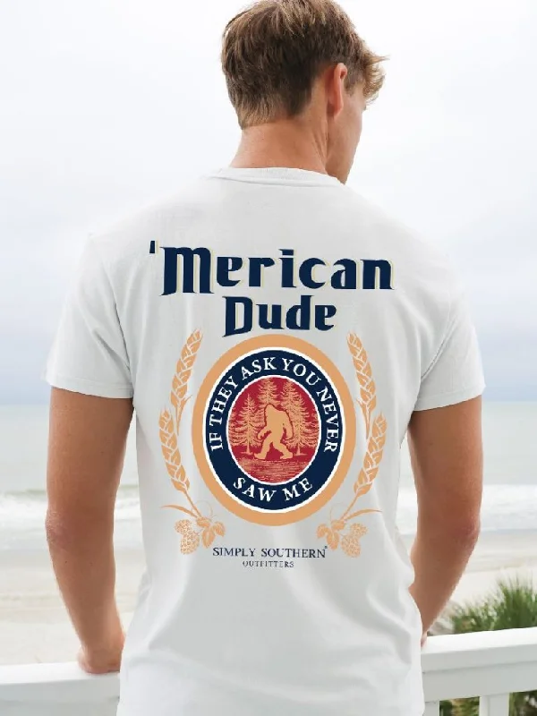 Men's short-sleeve coral summer shirt-Simply Southern Merican Dude Sasquatch Logo Unisex T-Shirt