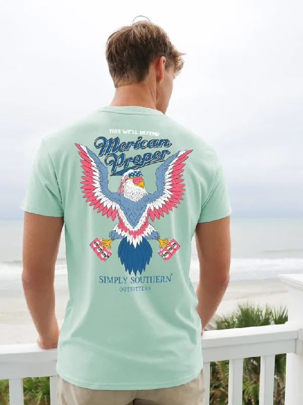 Men's short-sleeve neon green top-Simply Southern Merican Eagle USA Unisex T-Shirt