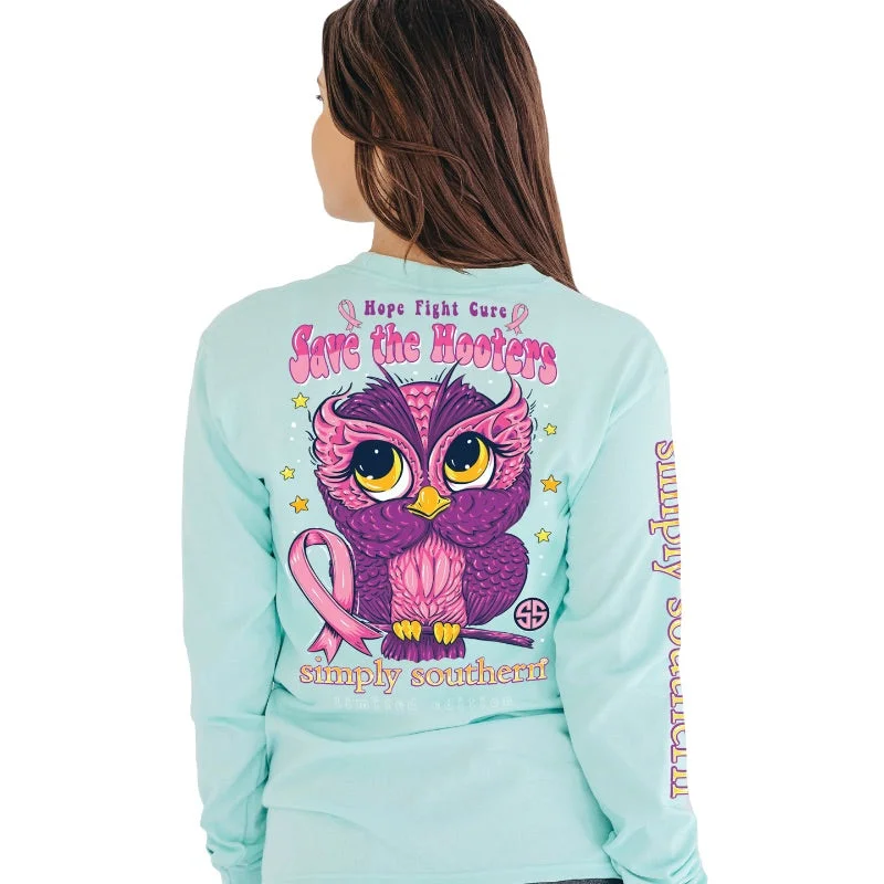 Men's short-sleeve smooth silk tee-Simply Southern Owl Hope Fight Cure Cancer Long Sleeve T-Shirt