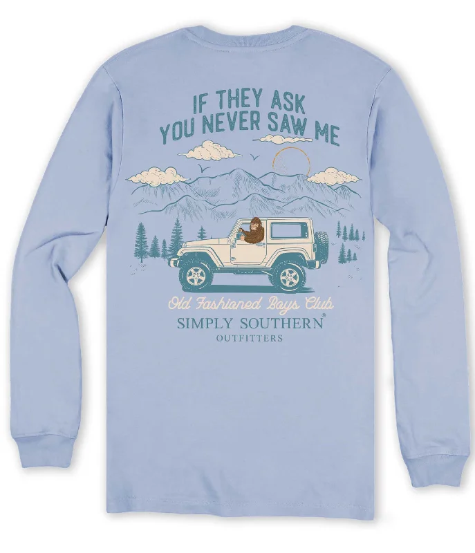 Men's short-sleeve distressed vintage shirt-Simply Southern Sasquatch SUV Unisex Long Sleeve T-Shirt