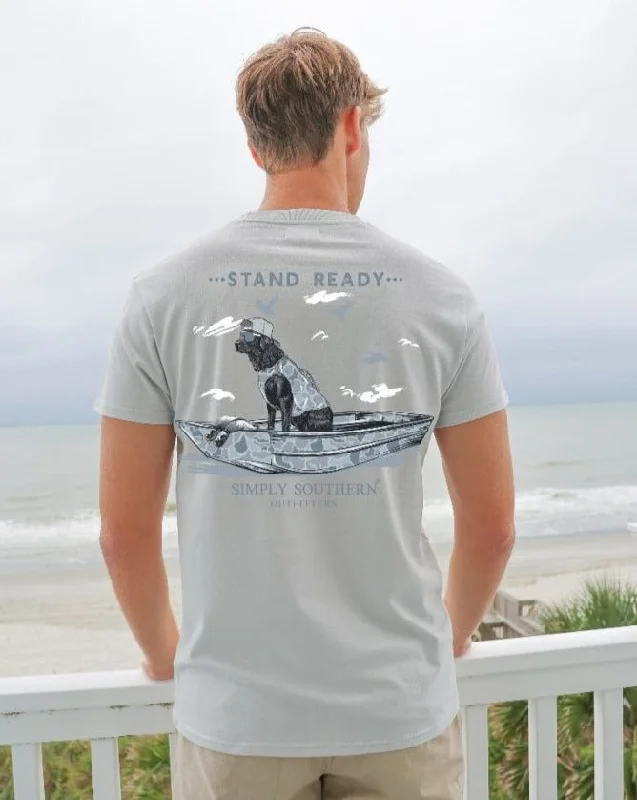 Men's short-sleeve sage green athletic shirt-Simply Southern Stand Ready Camo Dog Unisex T-Shirt