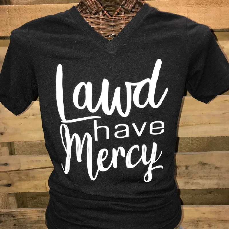 Men's short-sleeve artisanal cotton tee-Southern Chics Apparel Lawd Have Mercy V-Neck Canvas Girlie Bright T Shirt