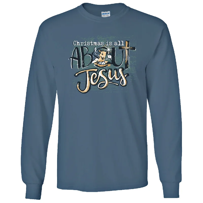 Men's short-sleeve floral print top-Southern Couture Christmas Is All About Jesus Soft Long Sleeve T-Shirt