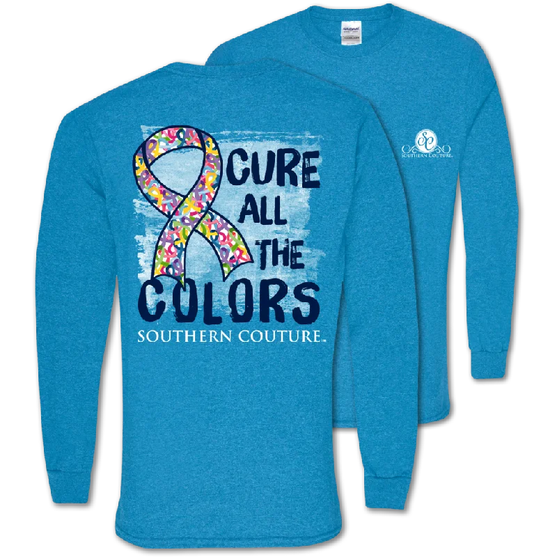 Men's short-sleeve sustainable bamboo shirt-Southern Couture Classic Cure All The Colors Cancer Long Sleeve T-Shirt