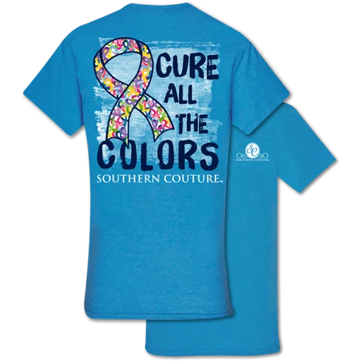 Men's short-sleeve luxury silk top-Southern Couture Classic Cure All The Colors Cancer T-Shirt