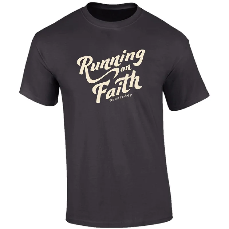 Men's short-sleeve draped orange shirt-Southernology Script Running on Faith Comfort Colors T-Shirt