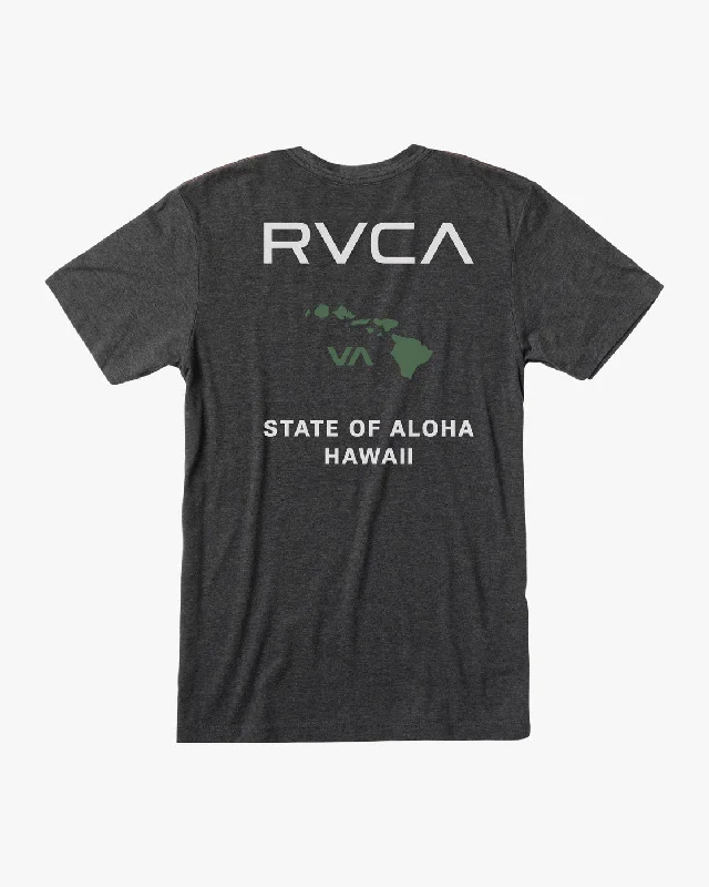 Men's short-sleeve snowboarding white shirt-State Of Aloha Tee - Black/Green