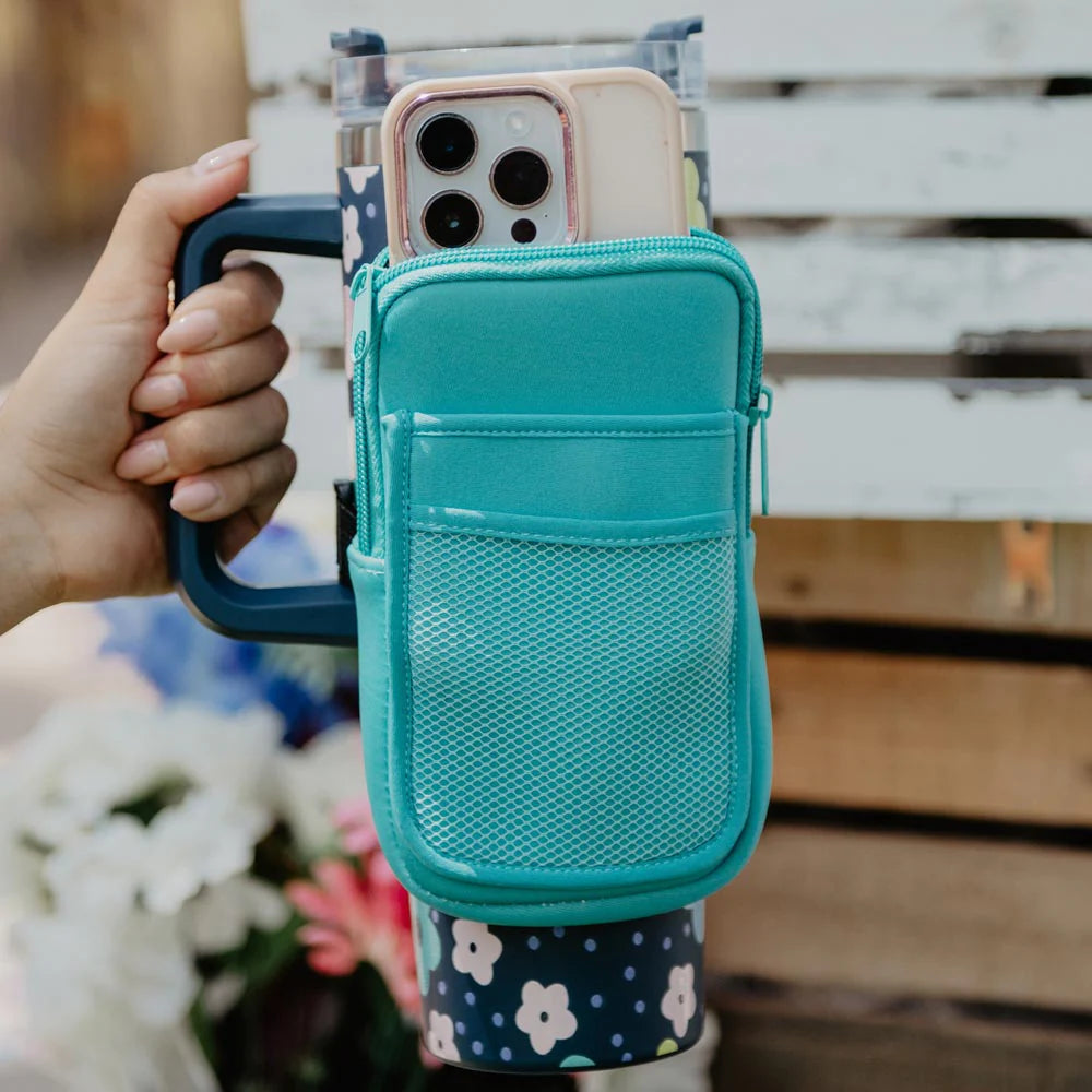 Men's short-sleeve rugged denim top-Teal Tumbler Belt Bag