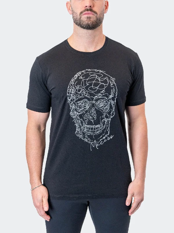 Men's short-sleeve high-performance gym tee-Tee ScribbleSkull Black