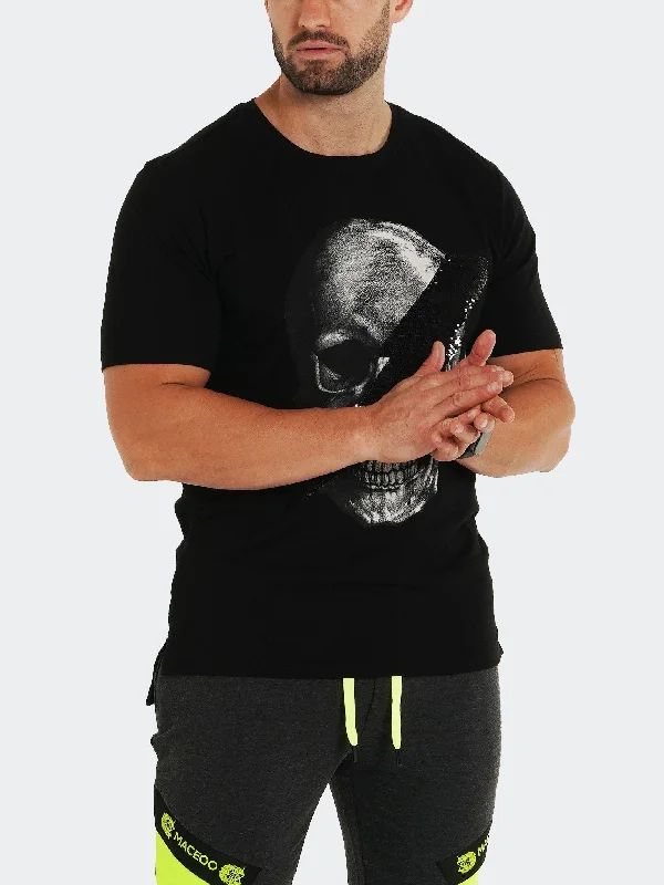 Men's short-sleeve artisanal cotton tee-Tee SkullDisco Black