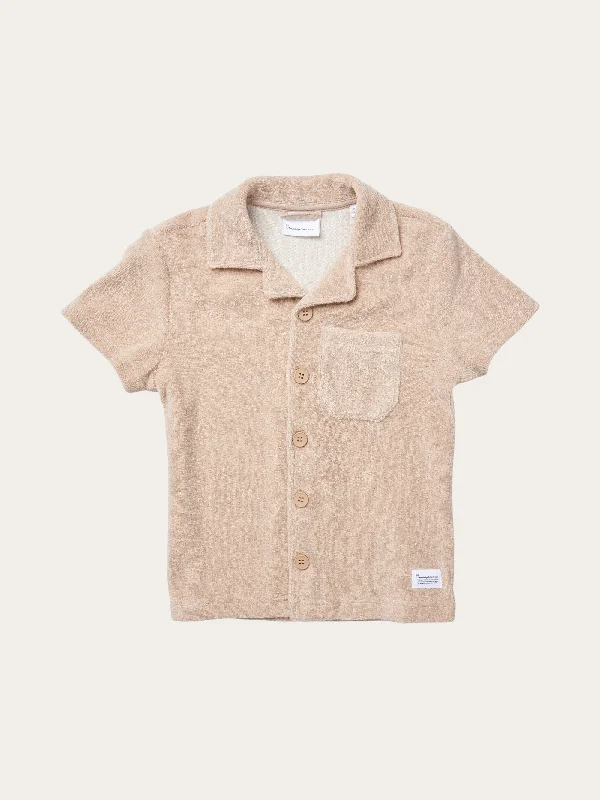 Men's short-sleeve earthy brown top-Terry short sleeve shirt - Safari