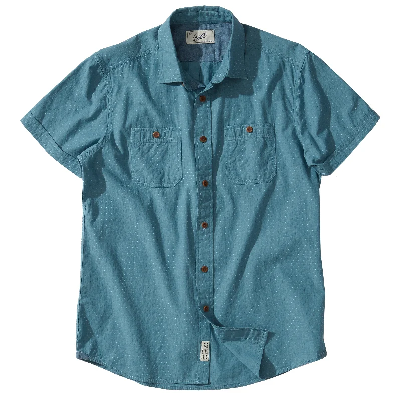 Men's short-sleeve relaxed blue shirt-Townsend Dobby Short Sleeve Shirt - Storm Blue Whisper (Final Sale)