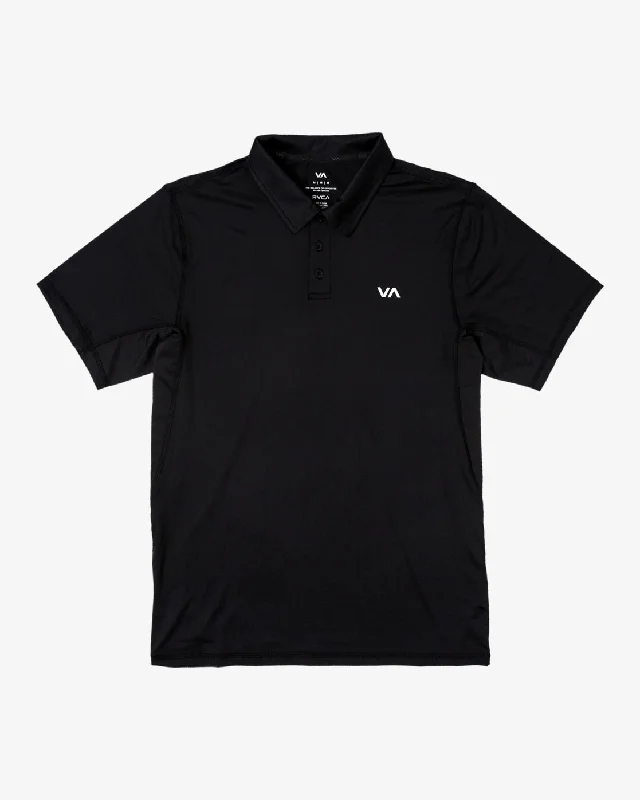 Men's short-sleeve rolled-sleeve casual shirt-VA Sport Vent Technical Polo Shirt - Black