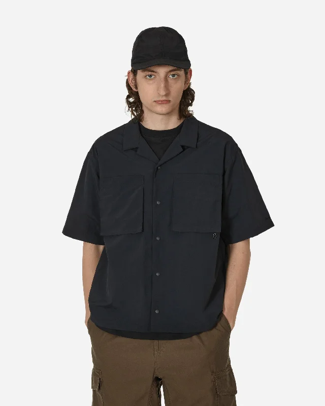 Men's short-sleeve fair-trade casual tee-Half Sleeve Camp Shirt Black