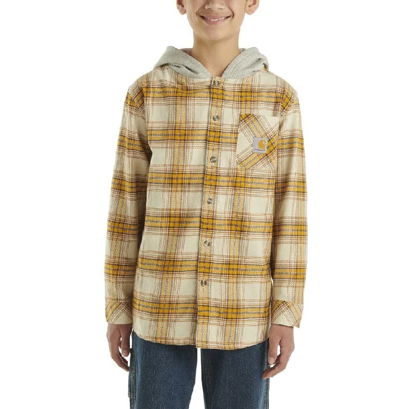 Youth Long Sleeve Hooded Flannel - Golden Yellow