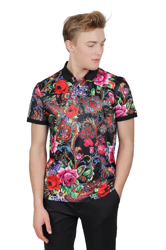 Men's short-sleeve embroidered casual top-ARCHIE PAISLEY Polo Shirt