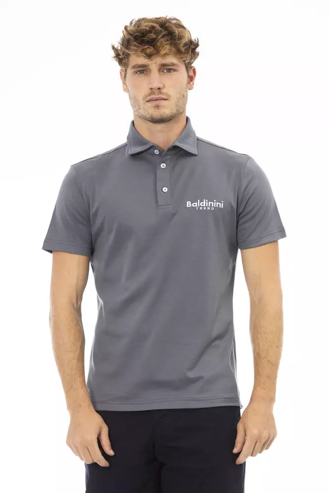 Men's short-sleeve rugged denim top-Baldinini Trend  Cotton Polo Men's Shirt