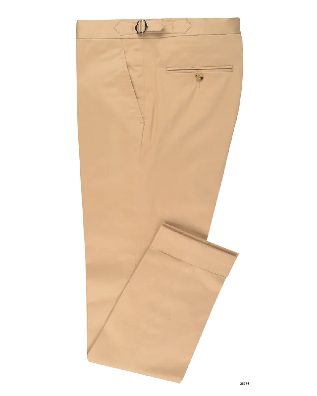 men's brown dress pants-Beige Stretchable Chino