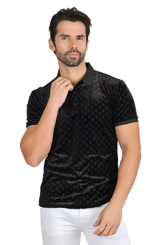 Men's short-sleeve boxy black tee-Black Diamond Polo Shirt