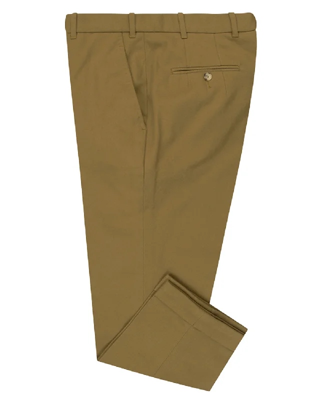 men's stretch slim jogger pants-Brisbane Moss Khaki Cotton Cavalry Twill