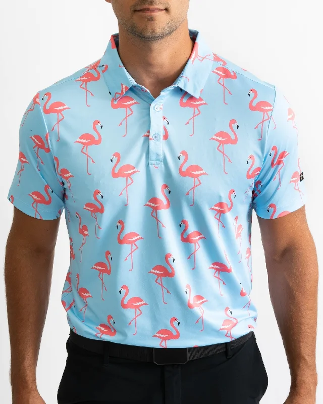 Men's short-sleeve flowing yellow top-Flamingo Par-Tee Golf Polo