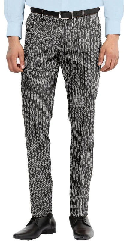 men's gray pants-Dugdale Black Grey Twill Stripes