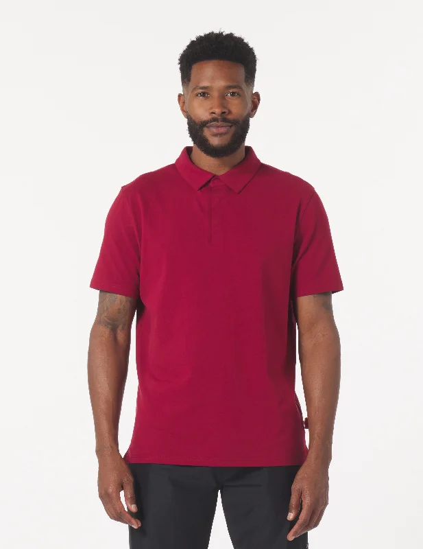 Men's short-sleeve vibrant color tee-Eagle Pique Polo: Cardinal