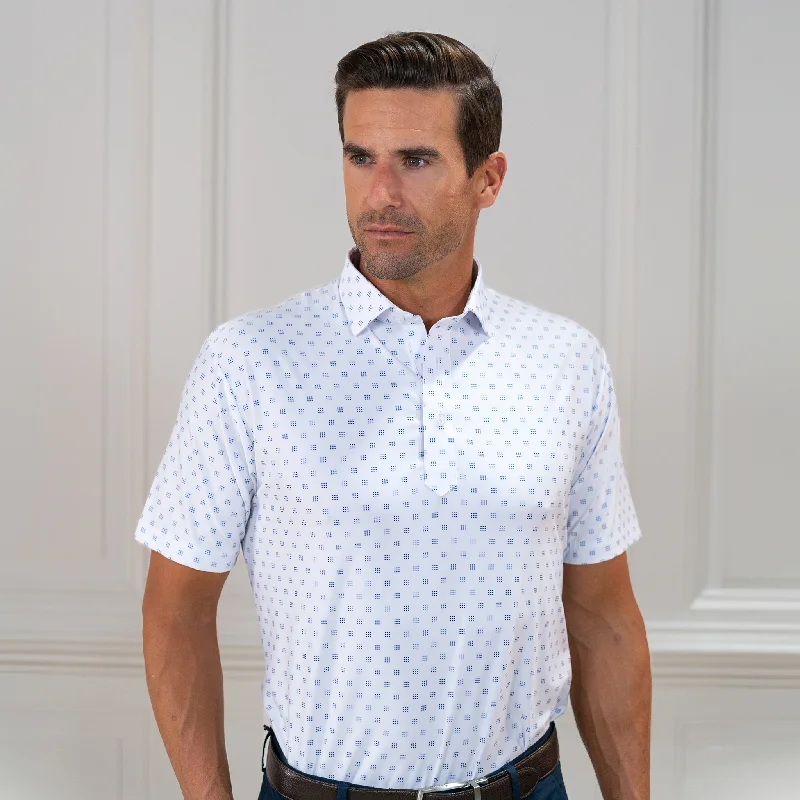 Men's short-sleeve floral print top-Featherweight Flex Polo Oracle White