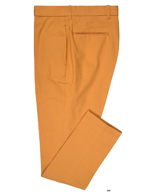 men's gray tailored pants-Golden Yellow Stretchable Pants