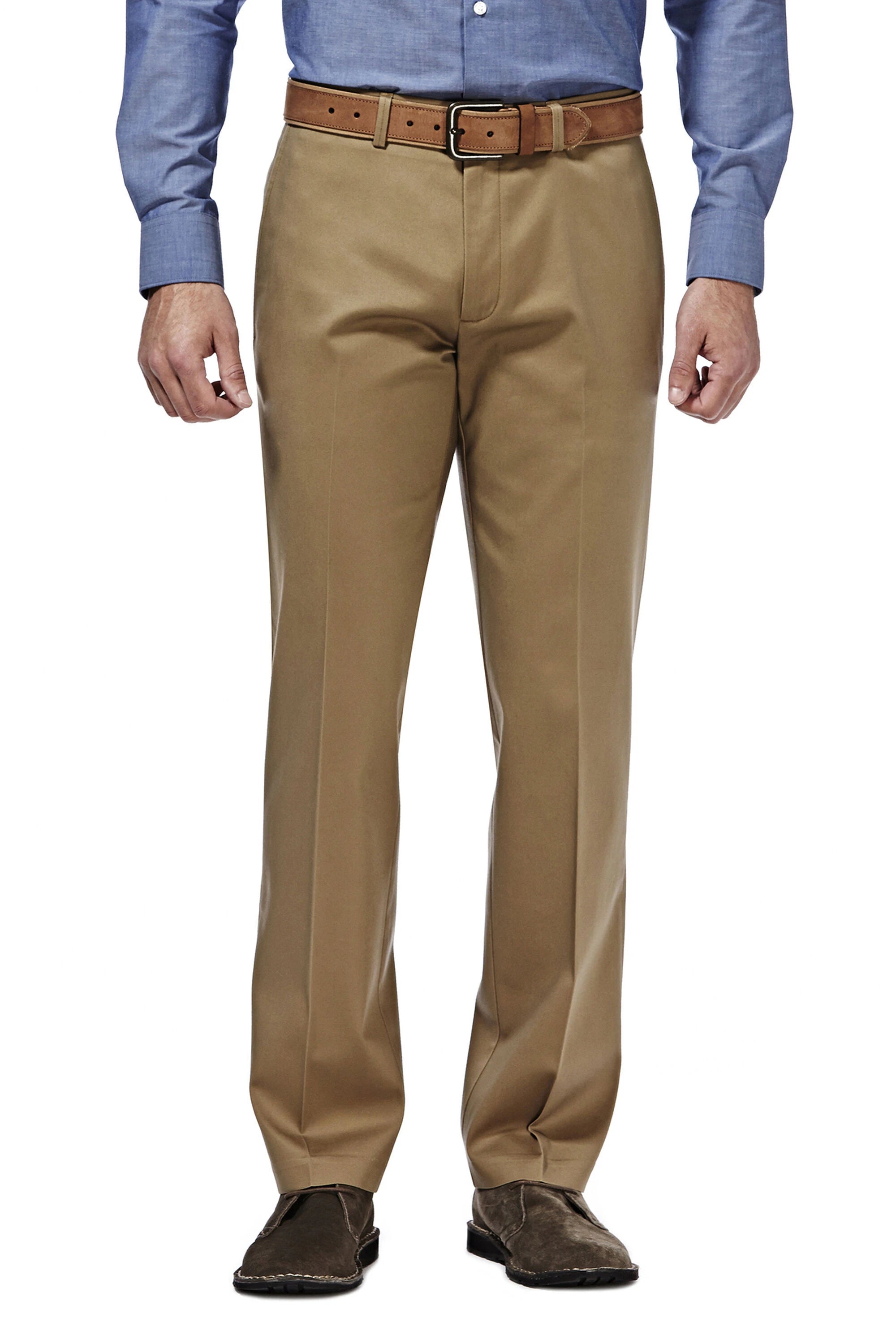 men's tapered blue pants-Haggar No Iron Flat Front Pants