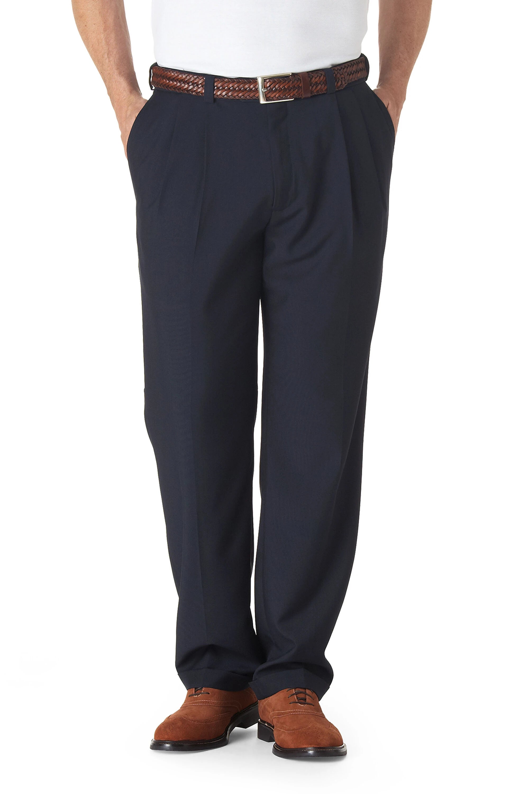 men's casual relaxed pants-Haggar eClo Pleat Pant