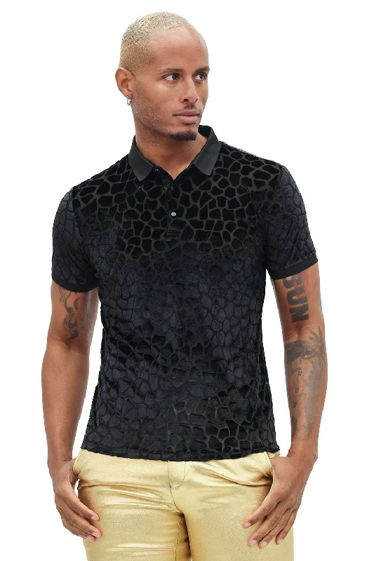 Men's short-sleeve loose red tee-Hidden Leopard Polo Shirt