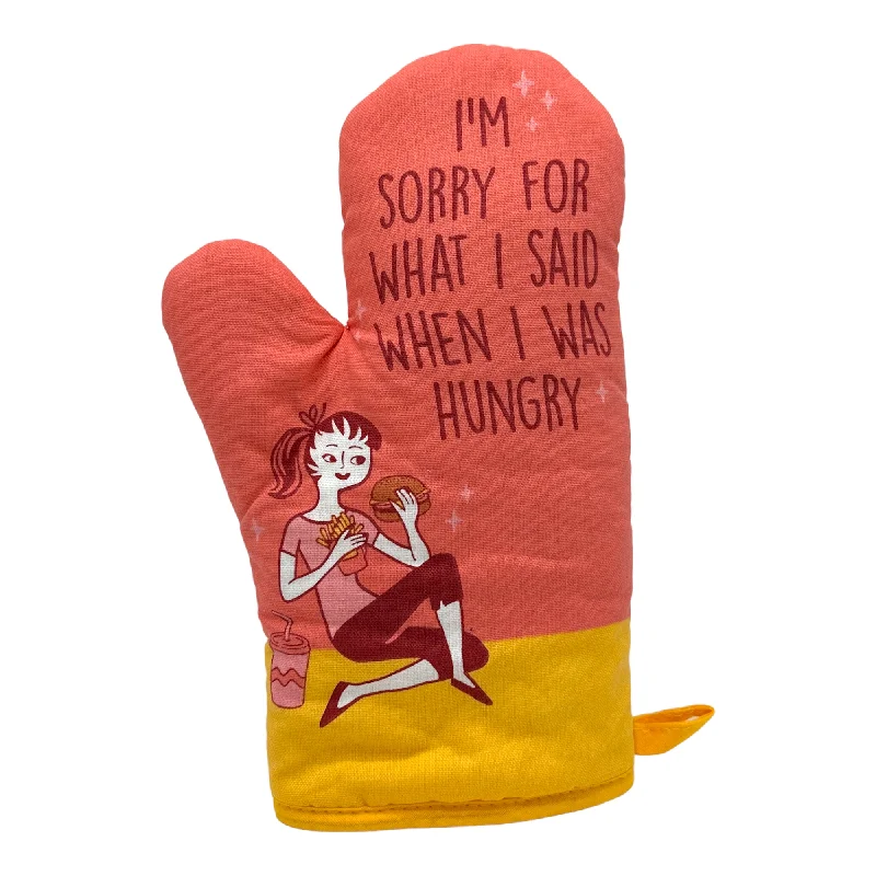 Men's short-sleeve soft-touch cotton tee-Im Sorry For What I Said When I Was Hungry Oven Mitt Funny Hangry Apology Novelty Kitchen Pot Holder