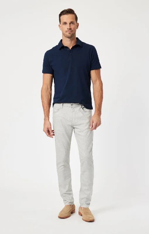 men's formal blue pants-JAKE SLIM LEG IN LIGHT GREY LINEN