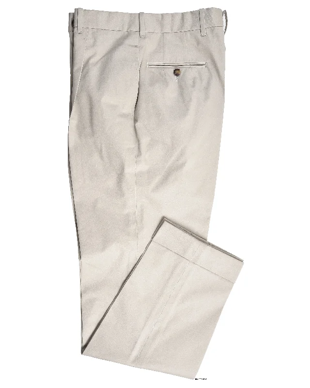 men's tapered black pants-Pleated Light Khaki Cotton Dress Pant