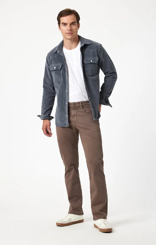 men's casual navy pants-MATT RELAXED STRAIGHT LEG IN BROWN CASUAL TWILL