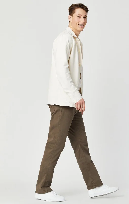 men's tailored khaki pants-MATT RELAXED STRAIGHT LEG IN MOREL SATEEN TWILL