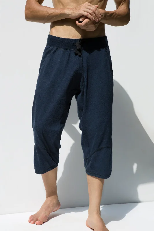 men's navy cargo pants-Men 3/4 Pants - Yoga Men Capris - Navy