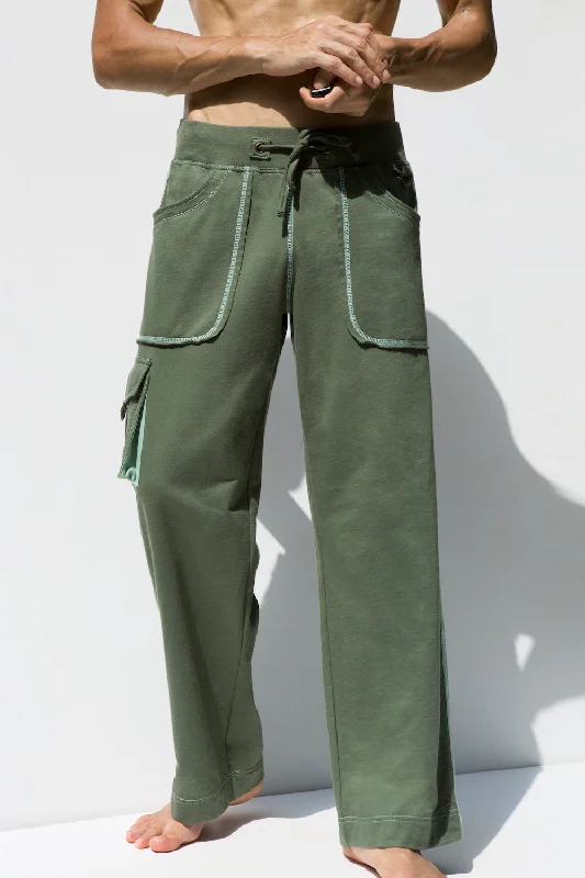 men's faded denim pants-Men Cargo Training  - Olive Green