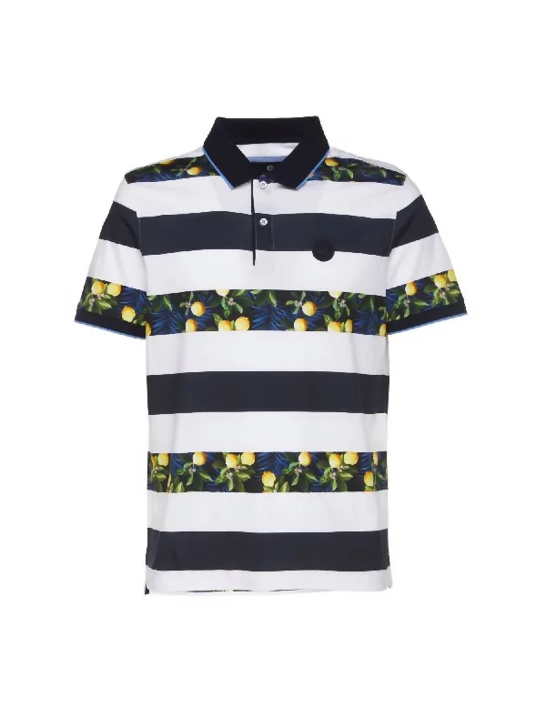 Men's short-sleeve pocket tee-Men's Short Sleeve Polo In Stripe/lemon