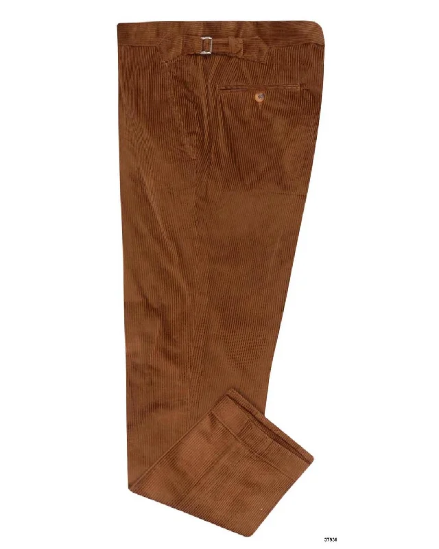 men's high-waisted blue pants-Modrone: Tobacco Brown Corduroy