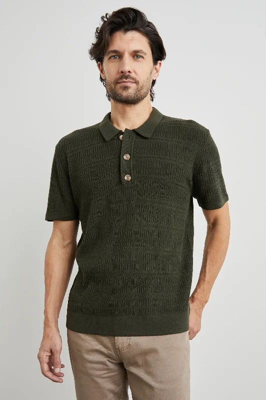 Men's short-sleeve loud print top-NATHAN POLO SHIRT - ANCIENT OLIVE