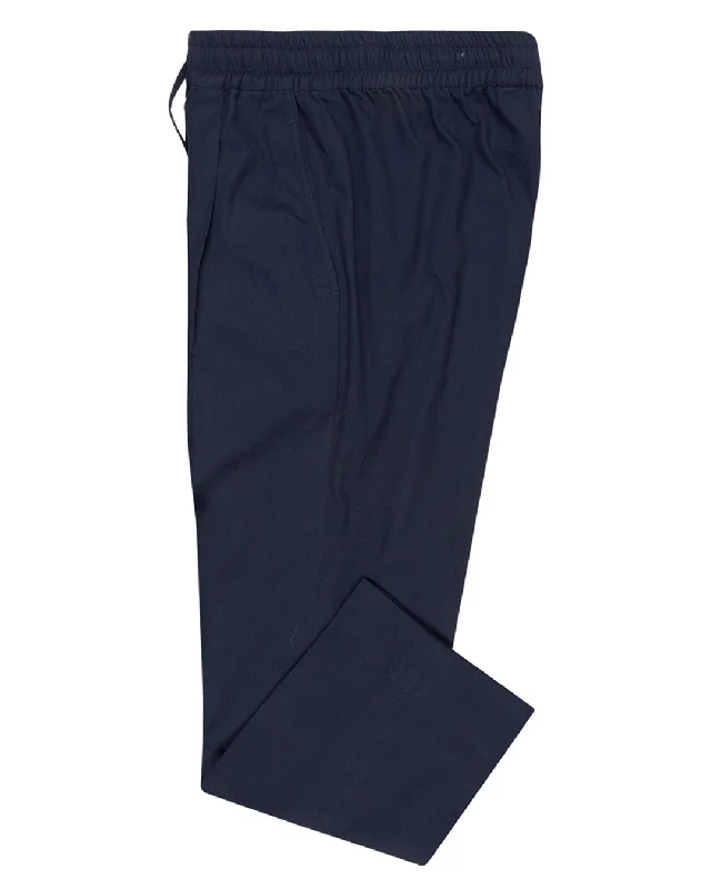 men's cotton black pants-Navy Soft Twill Drawstring Pants