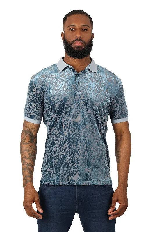 Men's short-sleeve warm red tee-Paisley Passion Polo Shirt