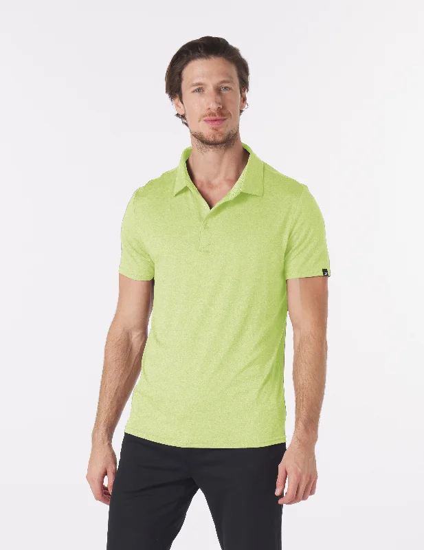 Men's short-sleeve UV-protective beach tee-Pin Seeker Polo: Honey Dew Heather