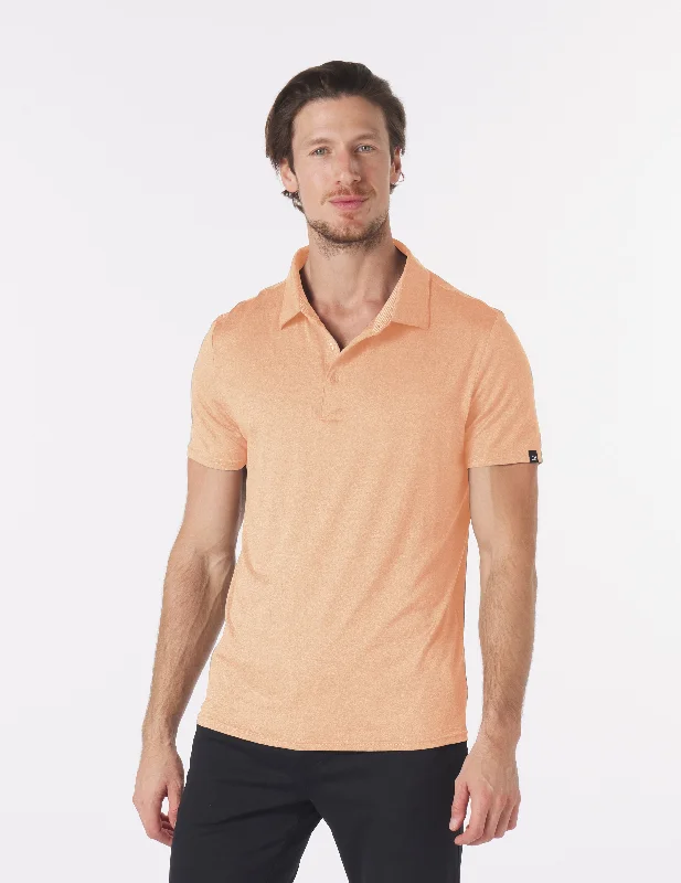 Men's short-sleeve ribbed crew neck top-Pin Seeker Polo: Orange Wine Heather