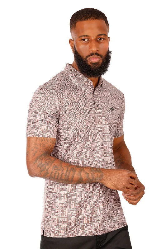 Men's short-sleeve crisp white shirt-Plait Sketch Polo Shirt